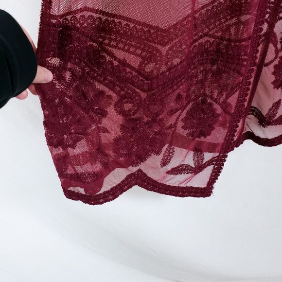 Rue 21 Boho Fairy Mesh Kimono Womens S Red Sheer Lace Romantic Festival - Picture 3 of 8